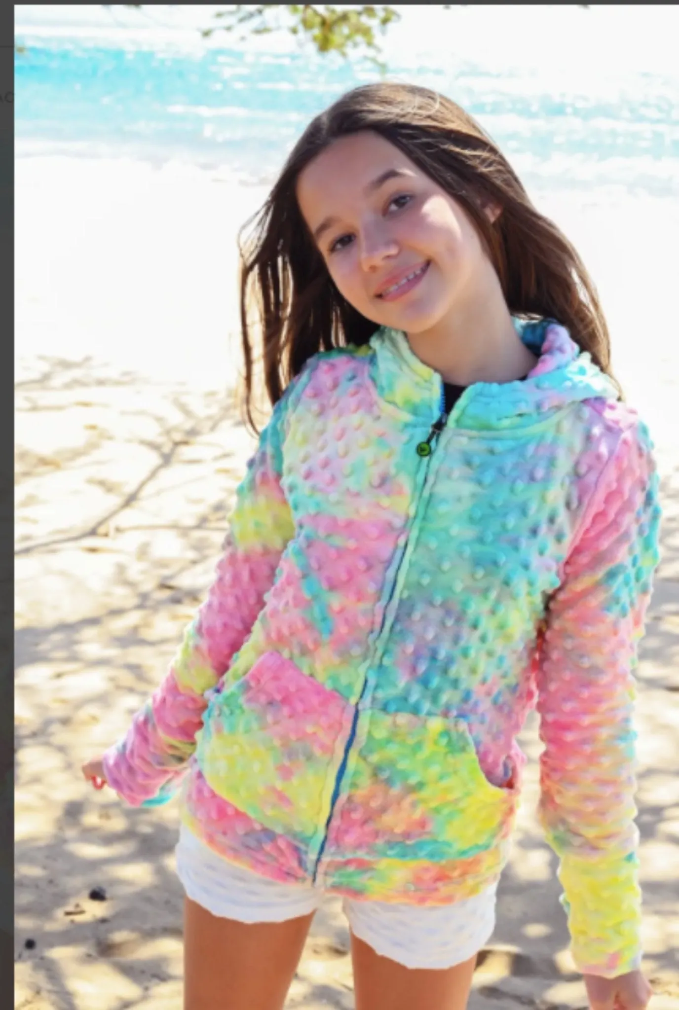 LimeApple Girls Minky Bubble Jacket in Cotton Candy Tie Dye