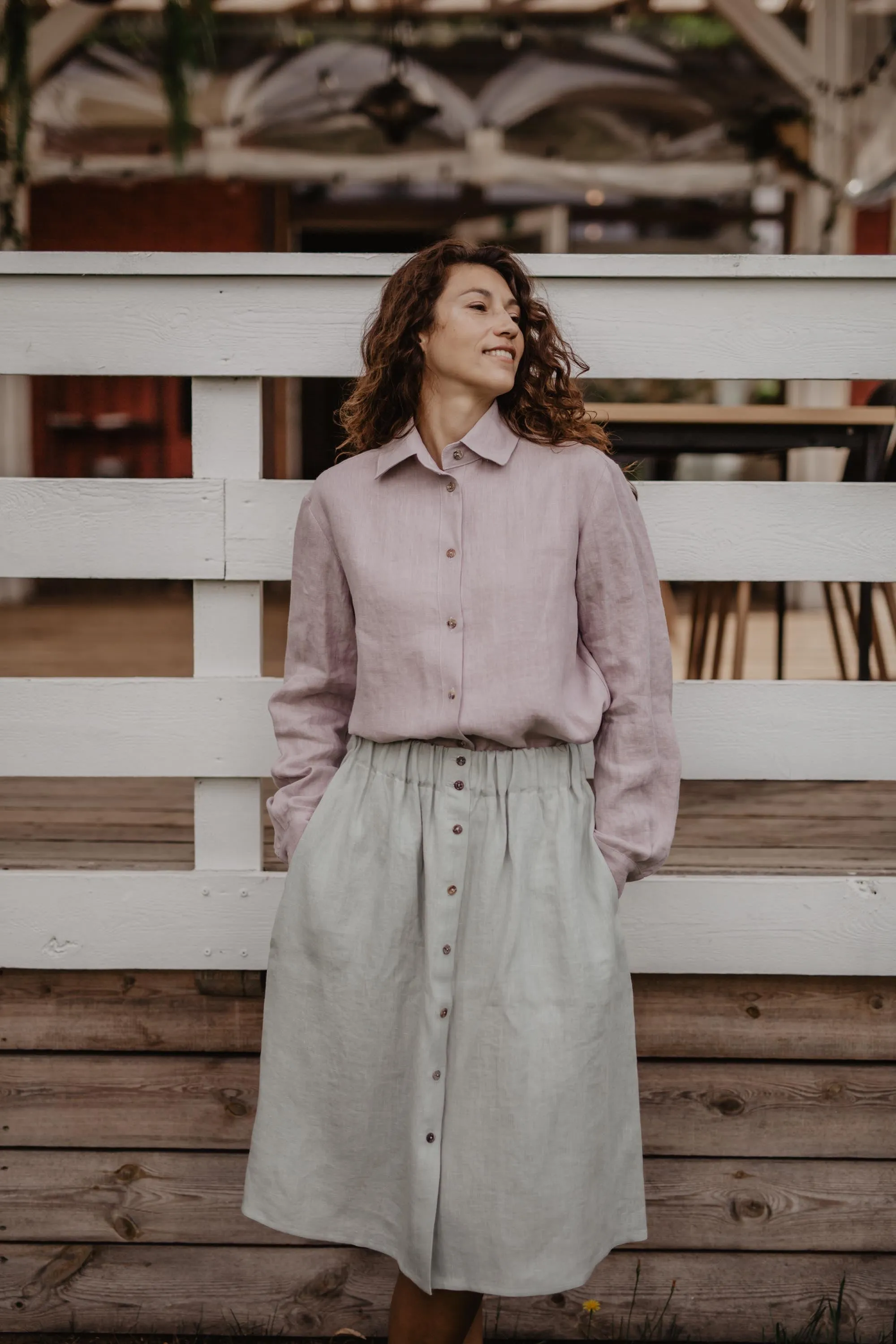 Linen skirt with buttons DAISY by AmourLinen