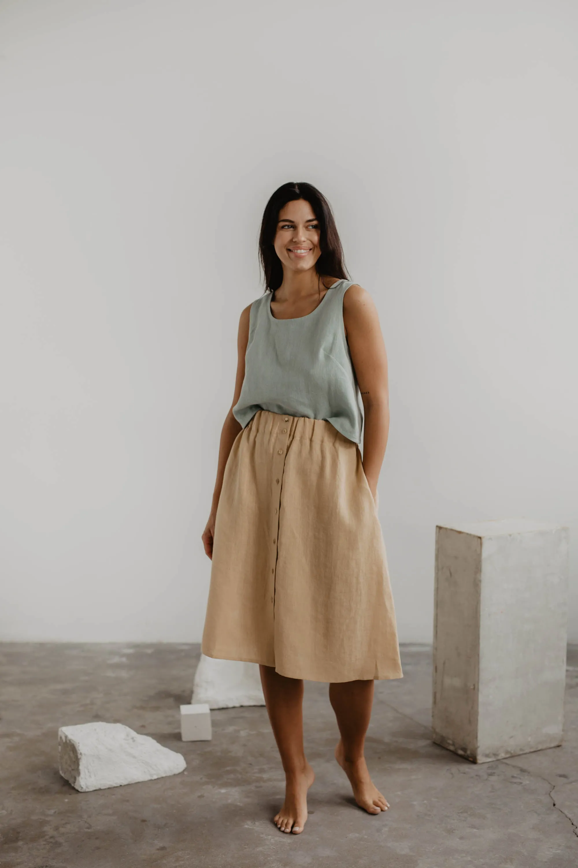 Linen skirt with buttons DAISY by AmourLinen