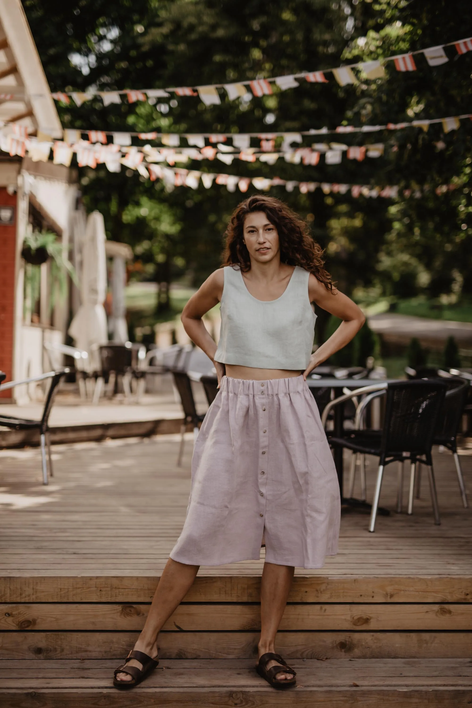 Linen skirt with buttons DAISY by AmourLinen