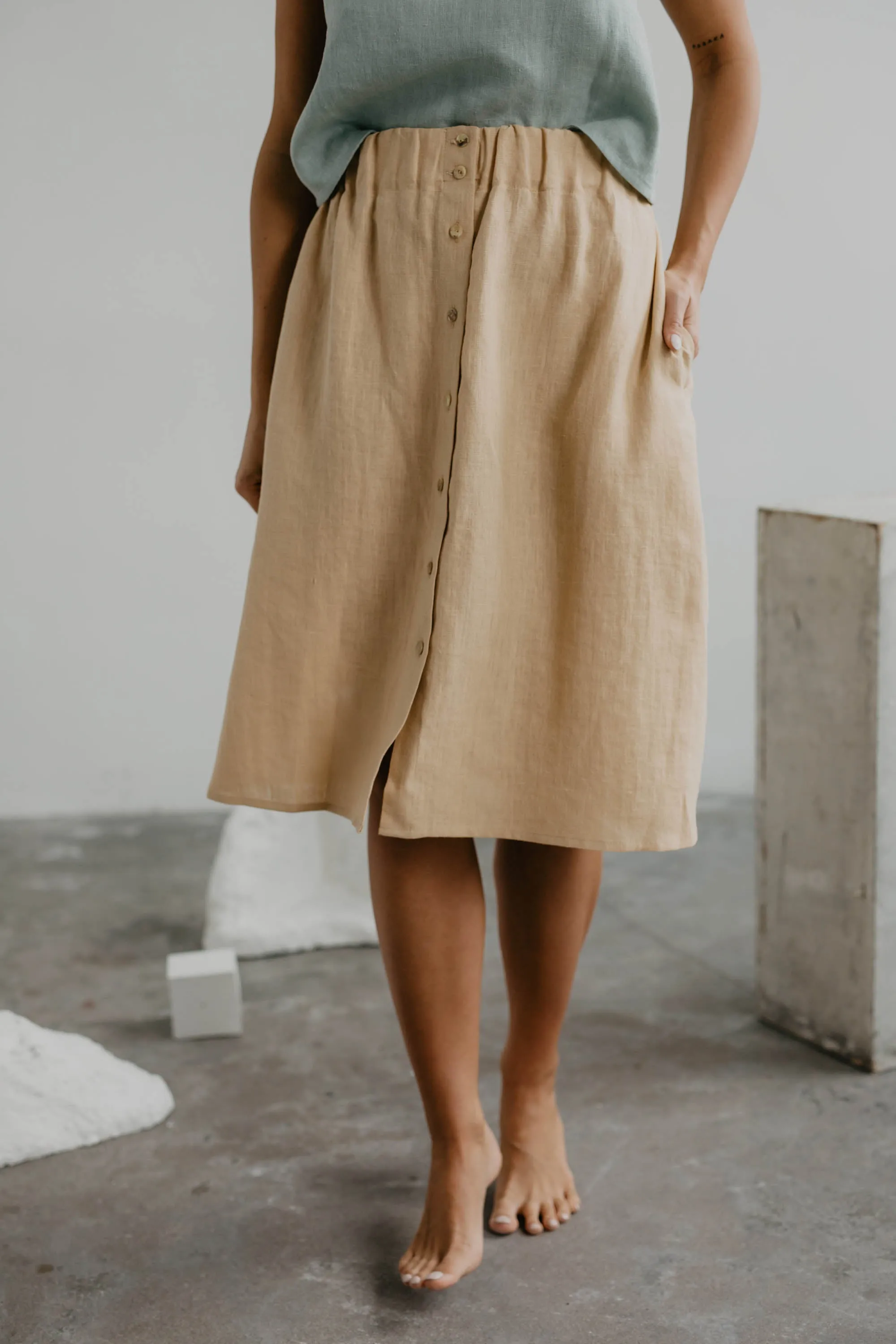 Linen skirt with buttons DAISY by AmourLinen