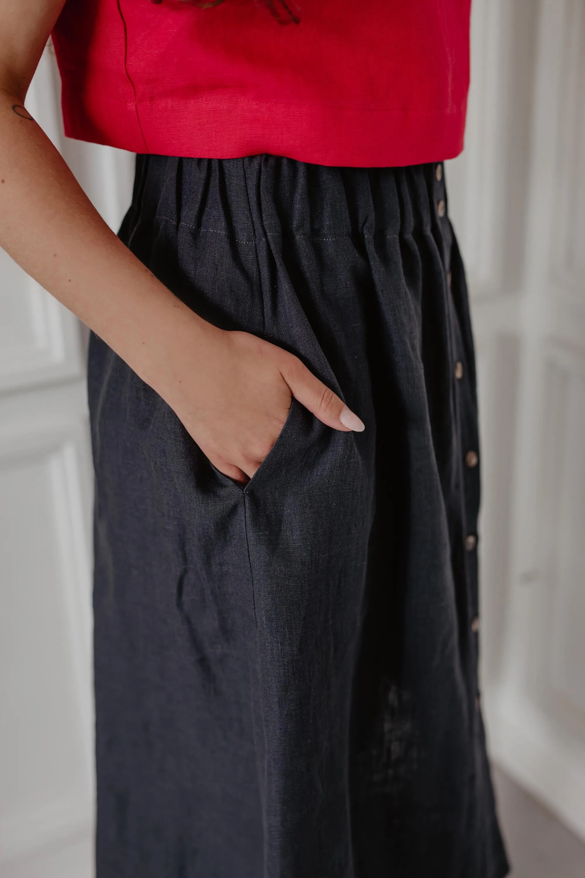 Linen skirt with buttons DAISY by AmourLinen