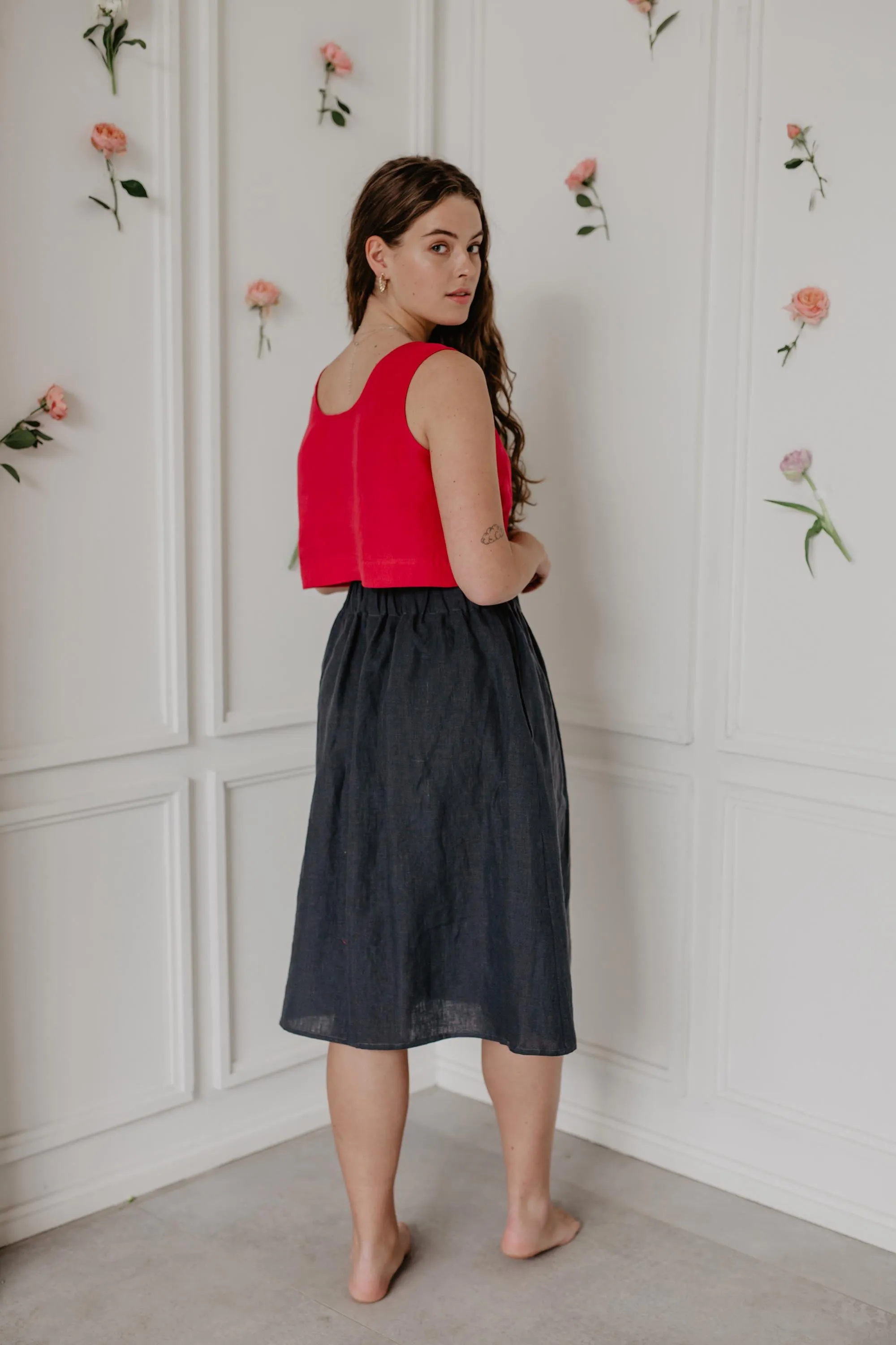 Linen skirt with buttons DAISY by AmourLinen