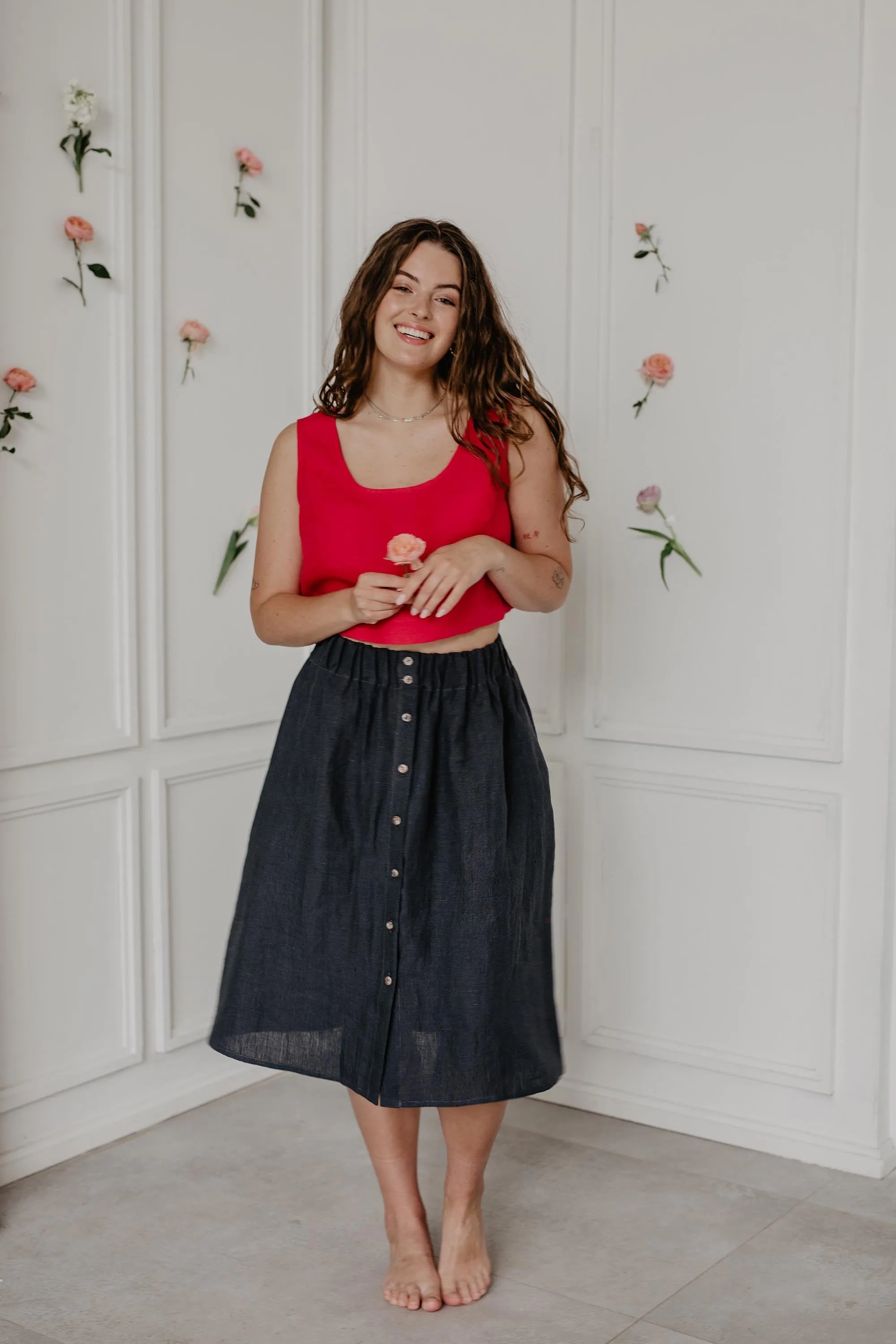 Linen skirt with buttons DAISY by AmourLinen