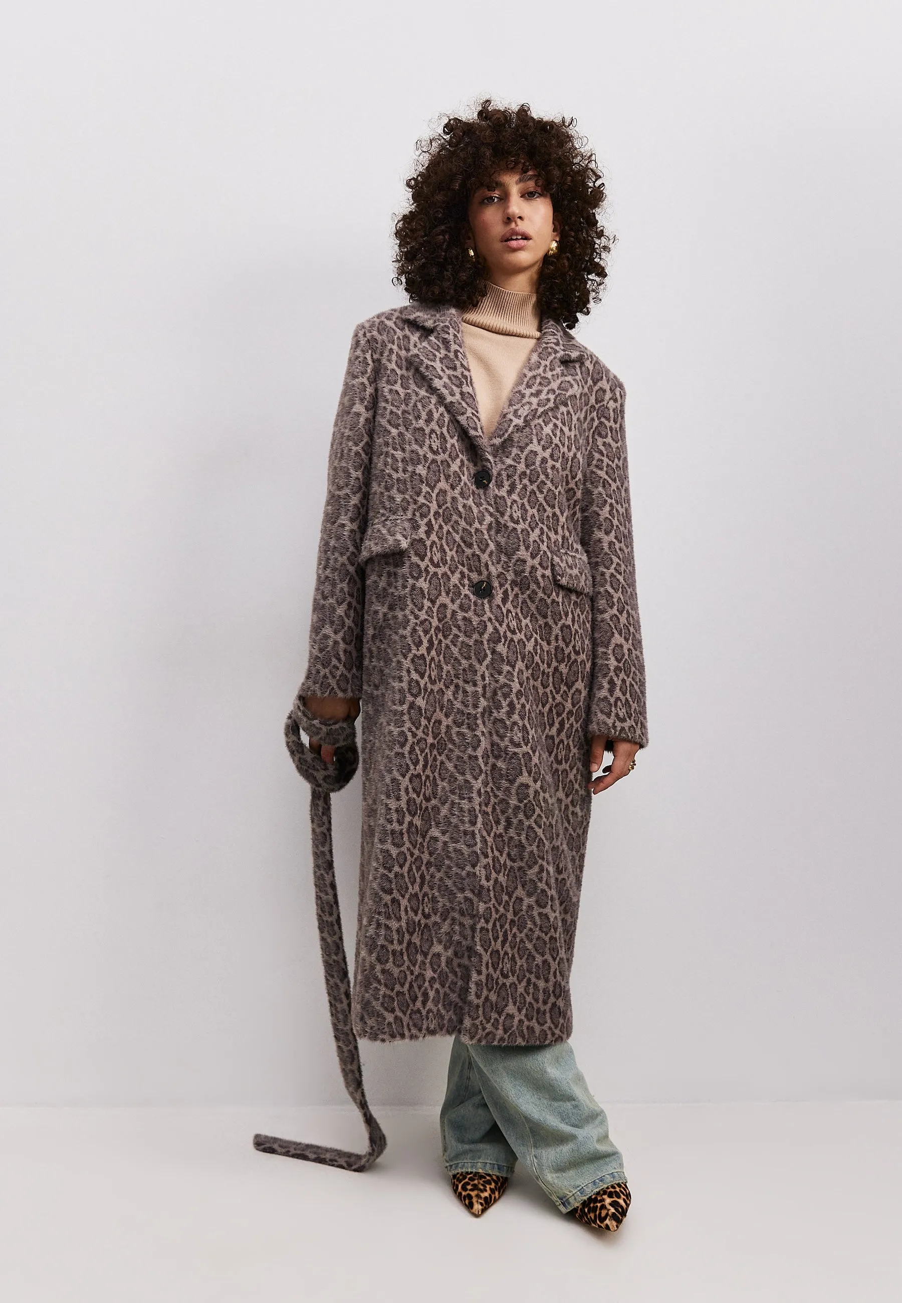 Long Faux Fur Coat Bianca - Leopard