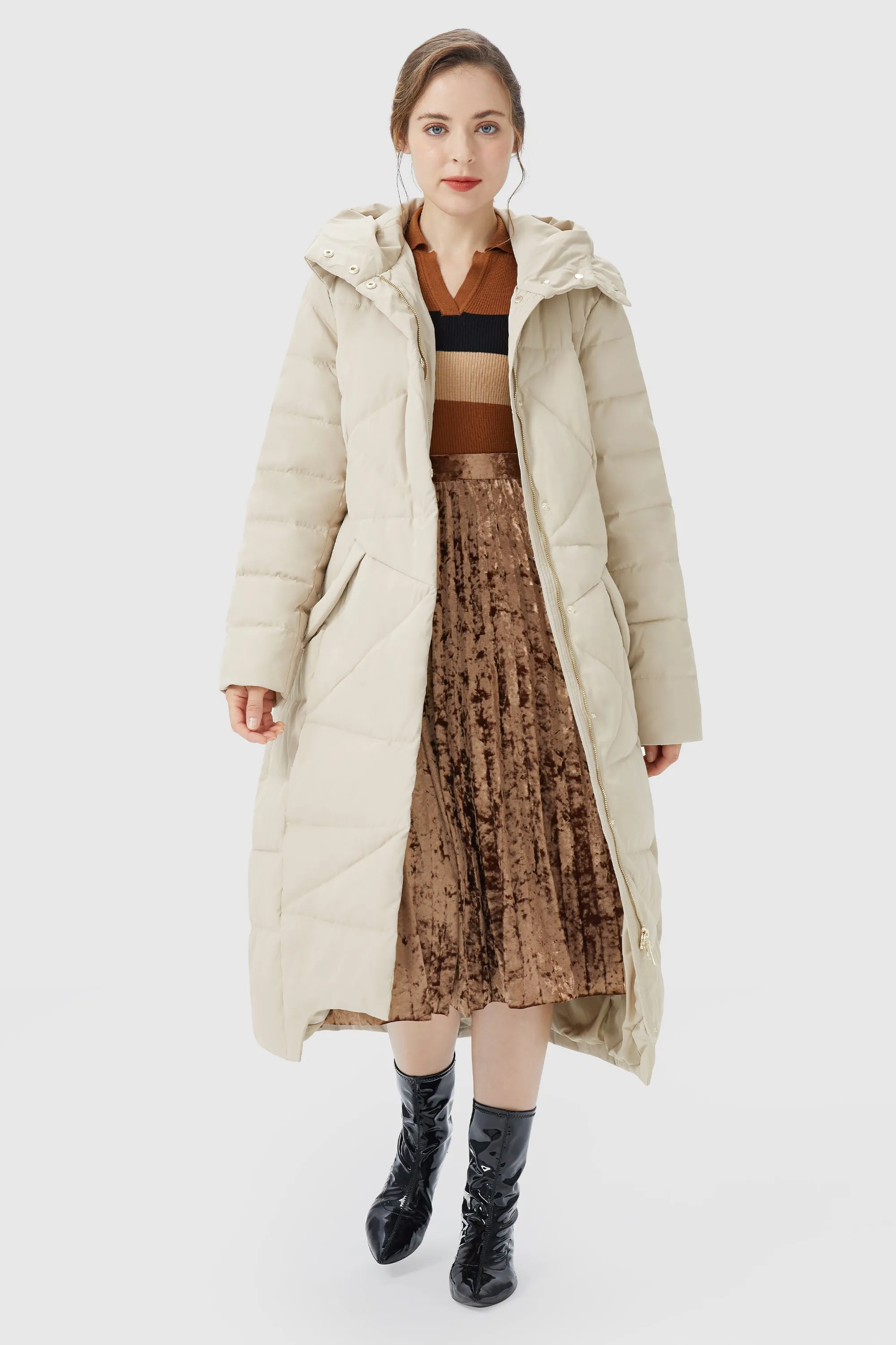 Long Maxi Down Coat with Hood