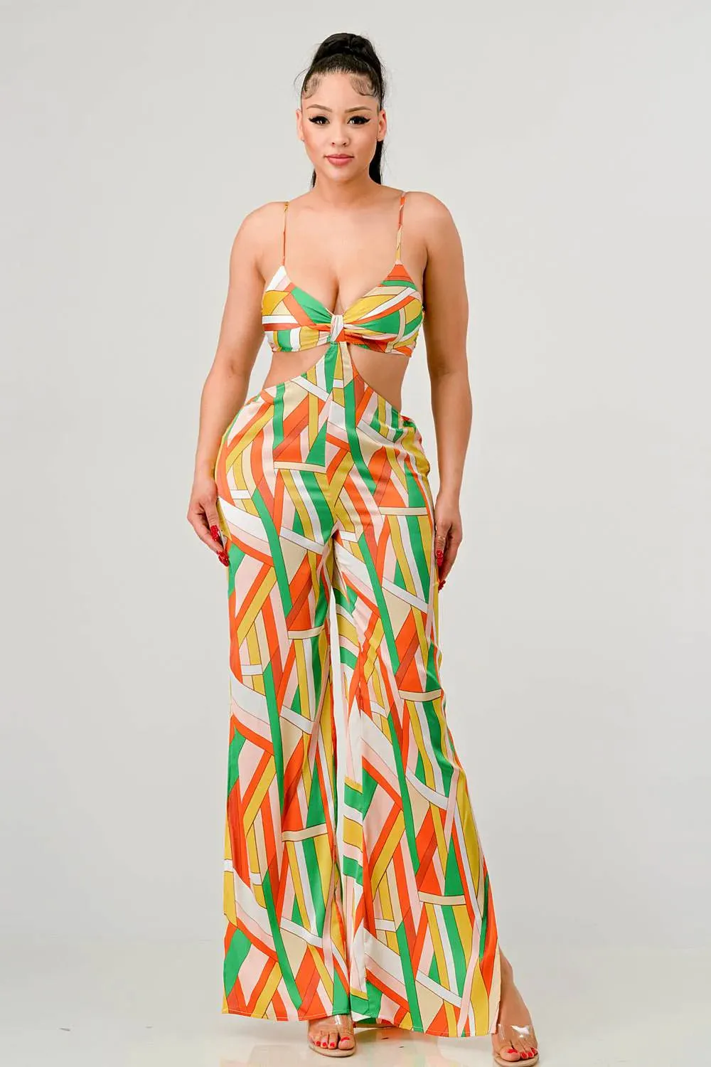 Luxe Geo Print Palazzo Jumpsuit