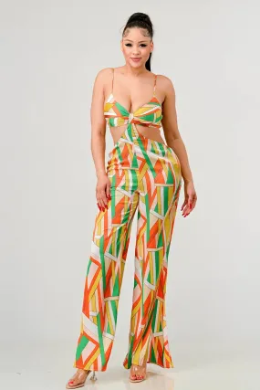 Luxe Geo Print Palazzo Jumpsuit