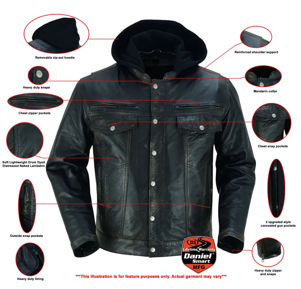 Men's Drum Dyed Distressed Lambskin Jacket