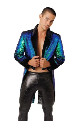 Mens Sequin Tailcoat - Green & Black