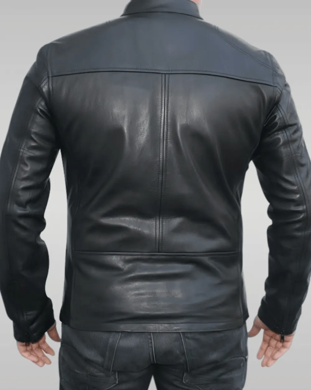 Mens Slim Fit Black Biker Leather Jacket