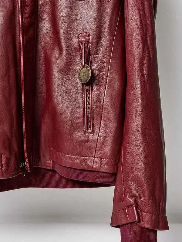 Mens ST Mortiz Burgundy Hooded Leather Jacket