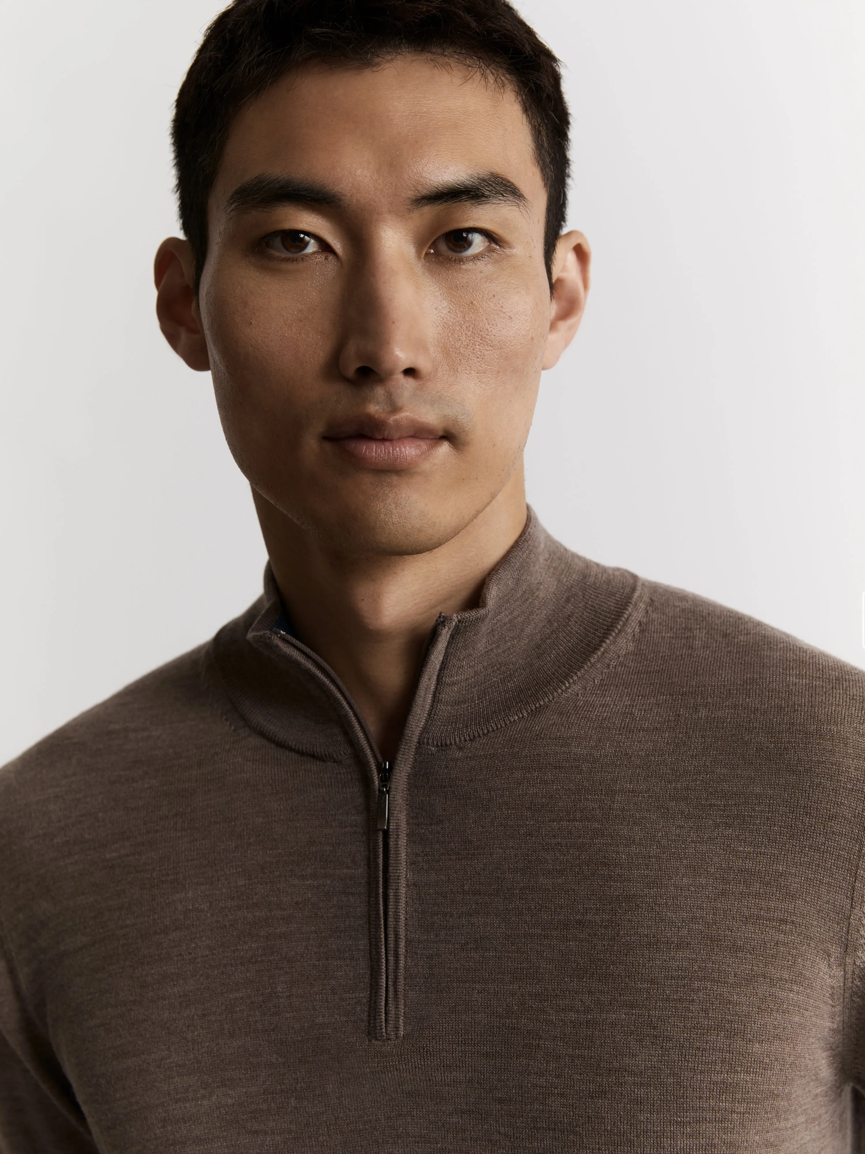 Merino Wool Quarter-Zip Jumper - Neutral