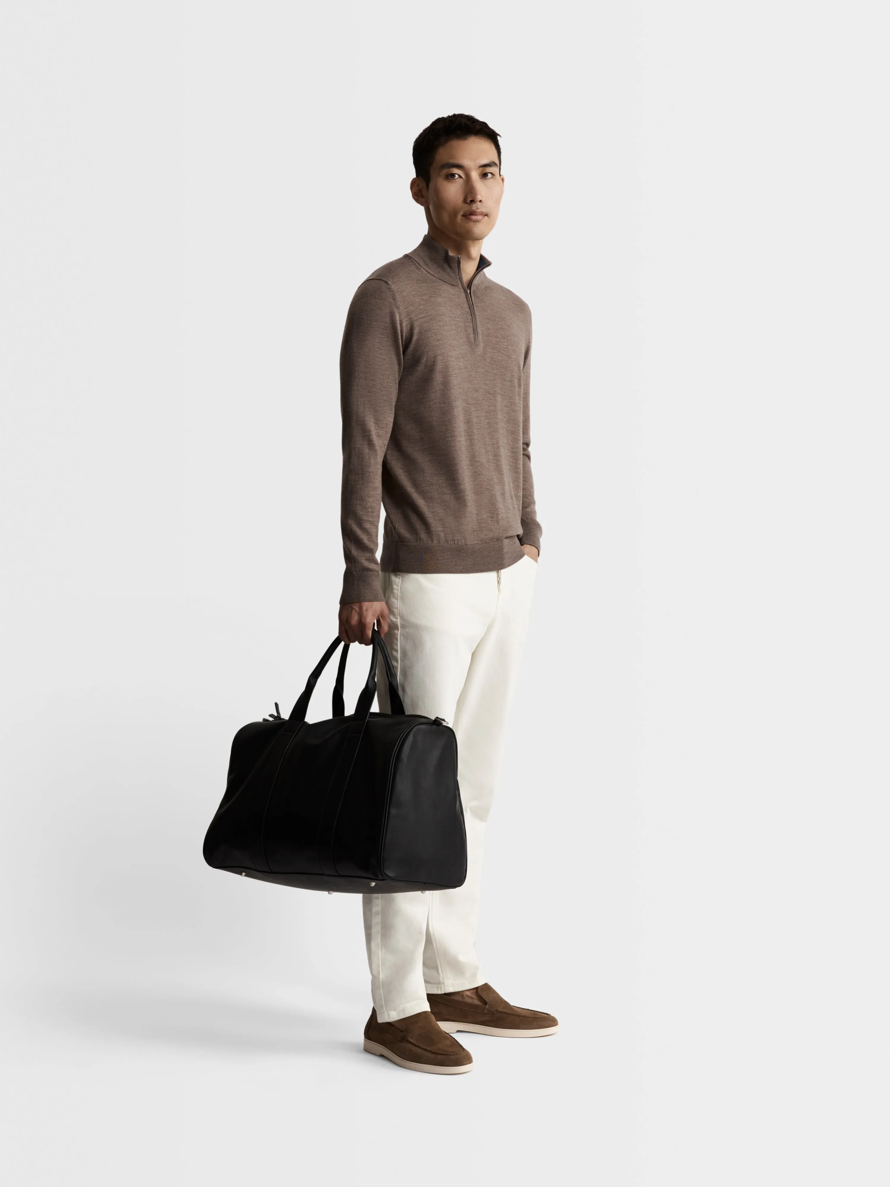 Merino Wool Quarter-Zip Jumper - Neutral