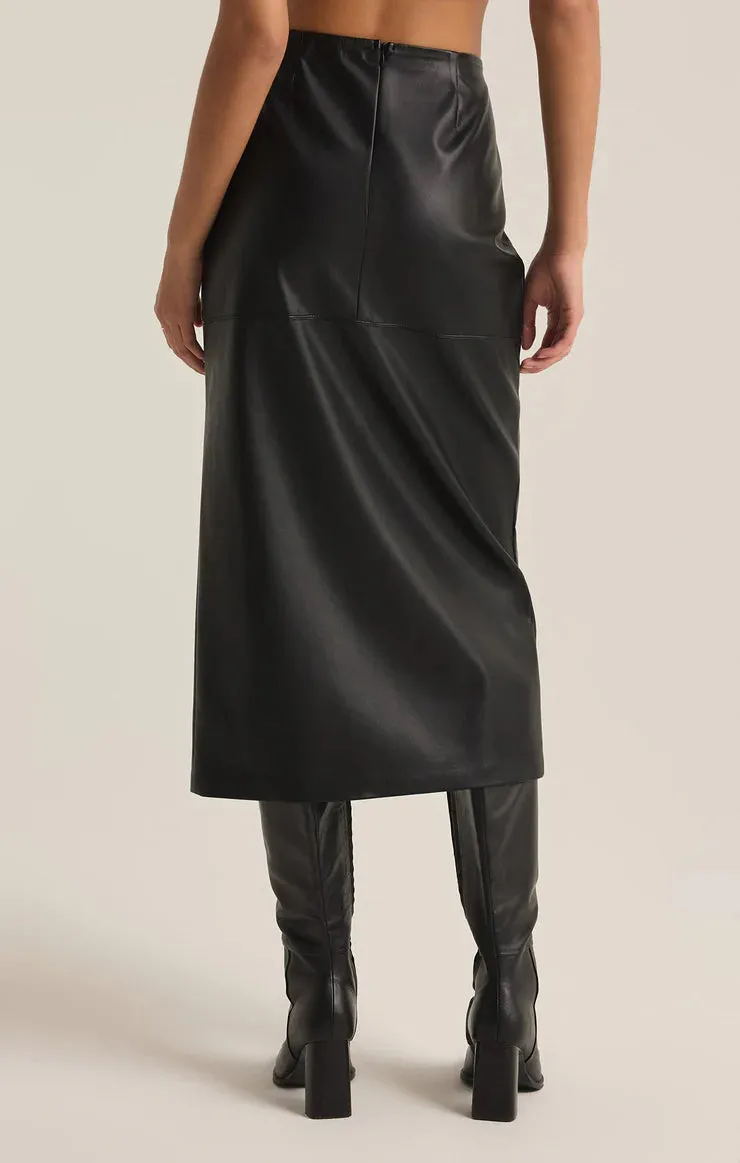 Metropolitan Faux Leather Midi Skirt