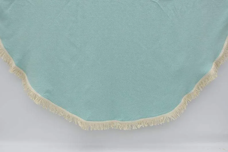 Mint Green 100% Cotton Round Beach Towel