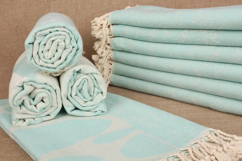 Mint Green Turtle Turkish Beach Towel