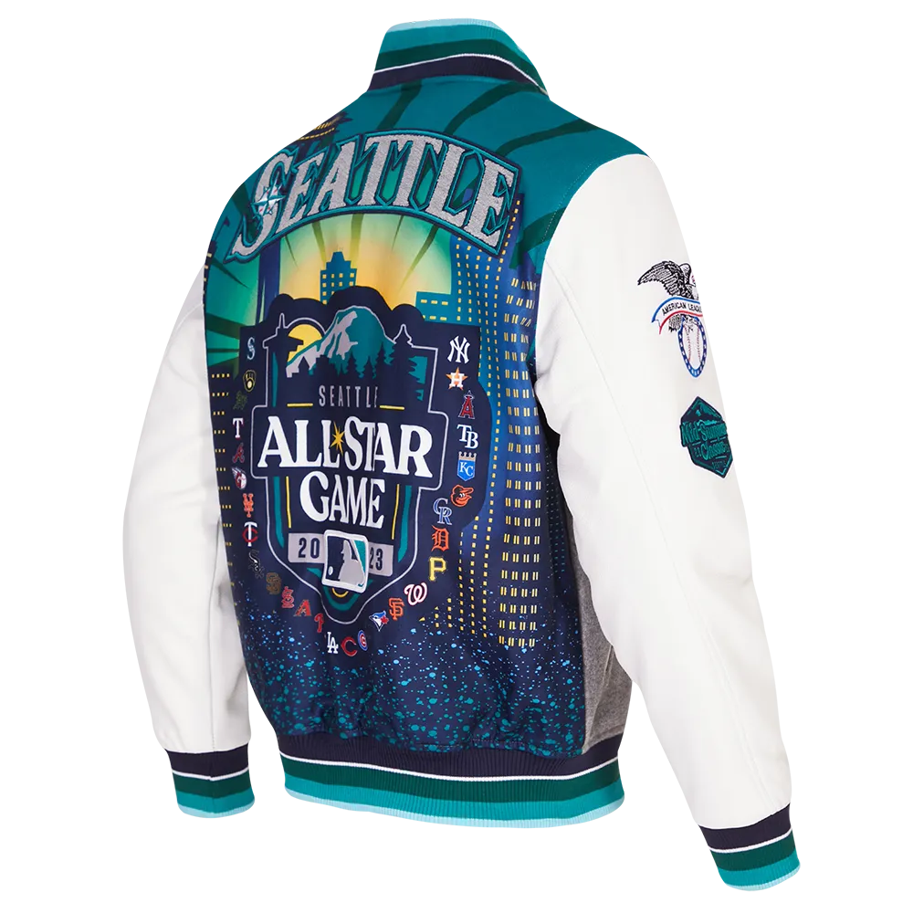 MLB ALL STAR 2023 RIB WOOL MEN'S VARSITY JACKET (HEATHER GREY/WHITE)