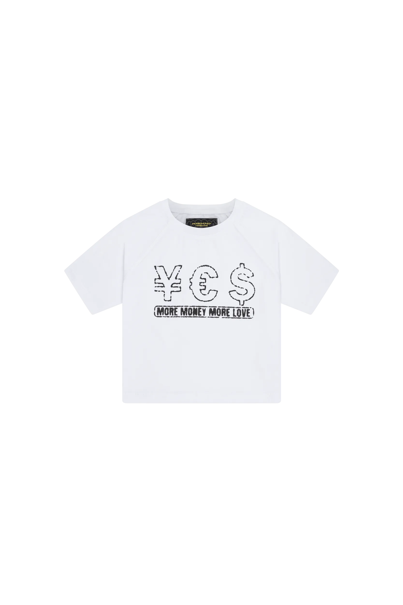 MORE MONEY YES CROP TOP WHITE