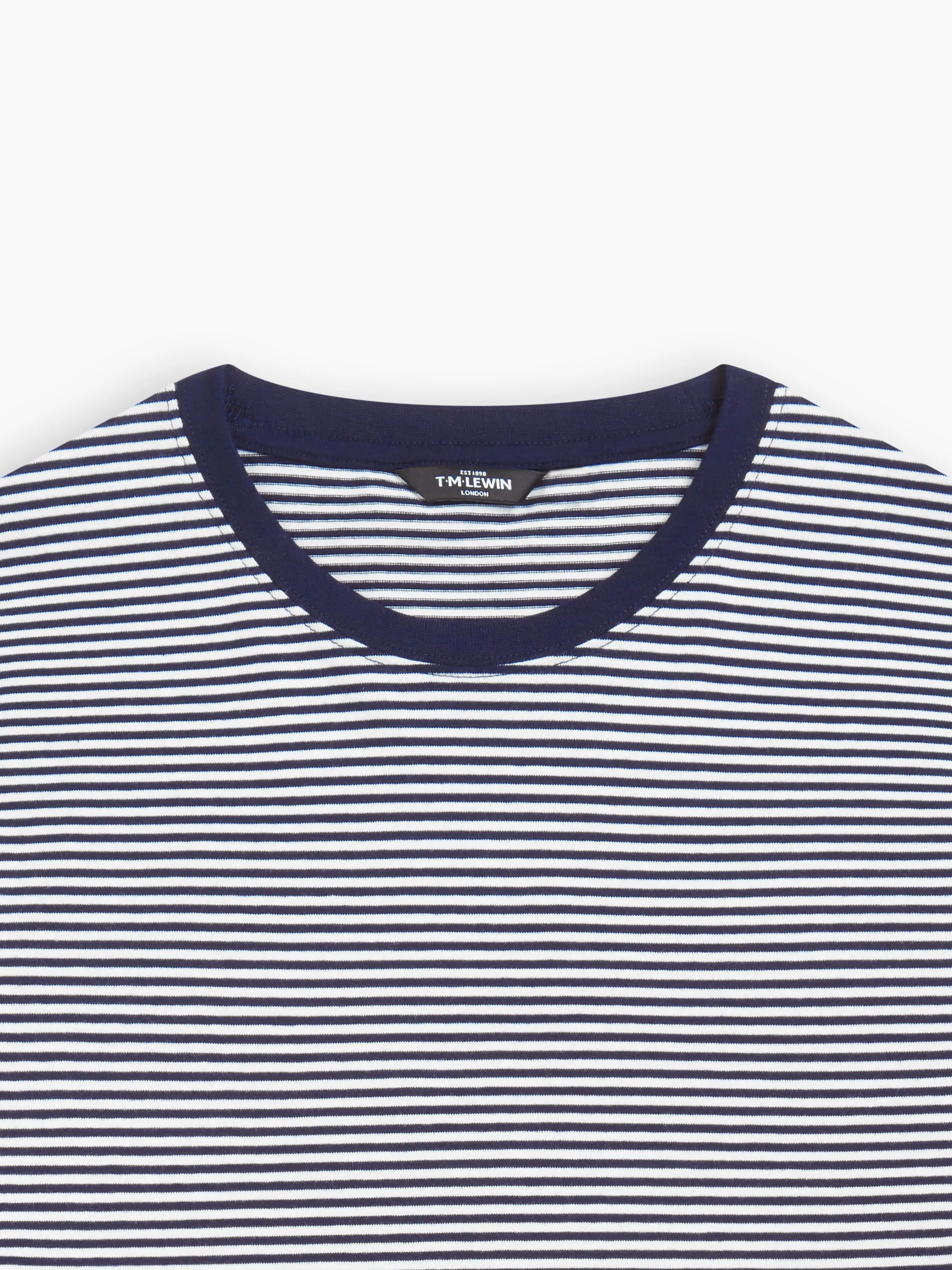 Navy Blue Fine Stripe Crew Neck T-Shirt