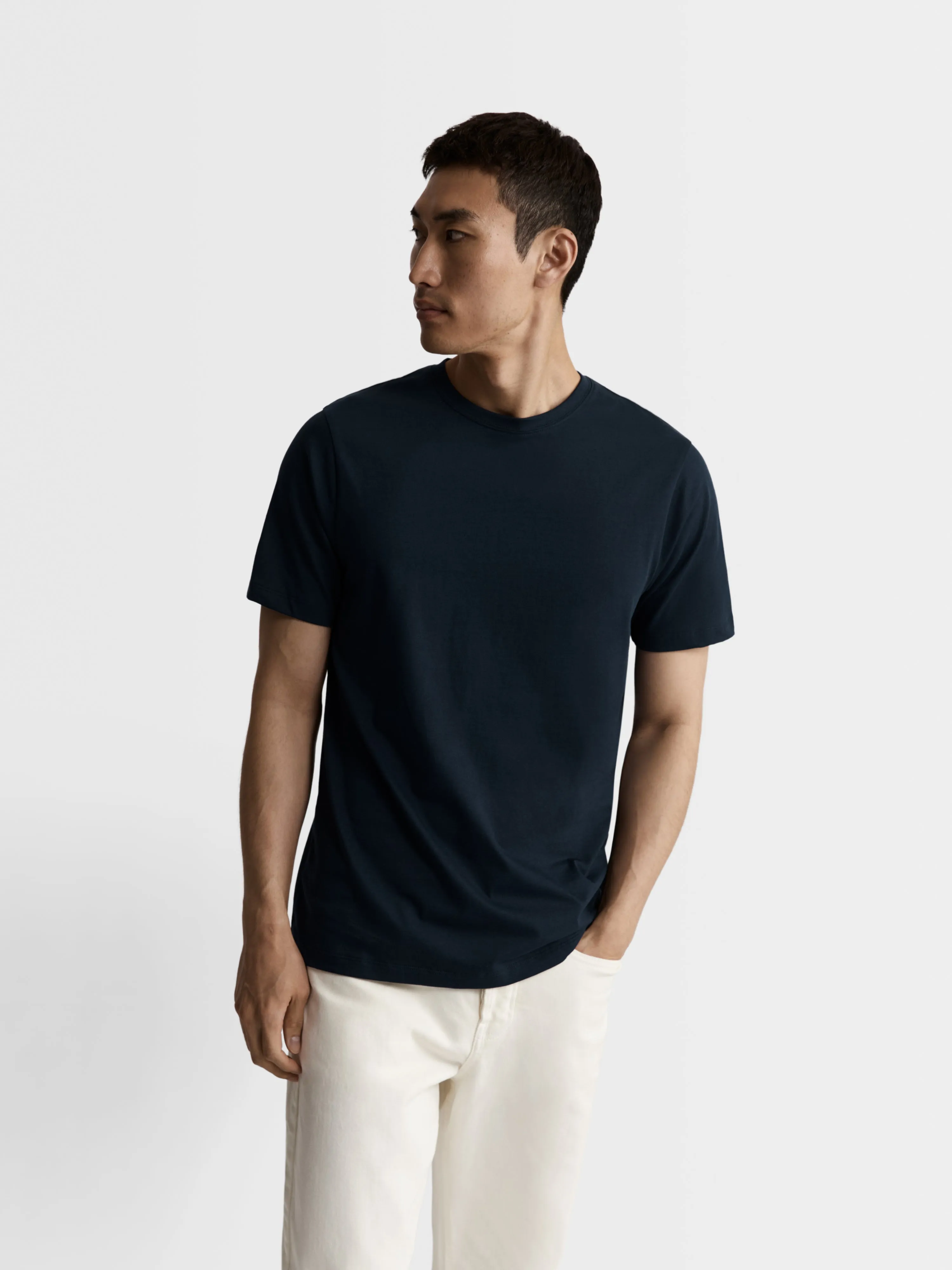 Navy Blue Organic Cotton Crew Neck T-Shirt