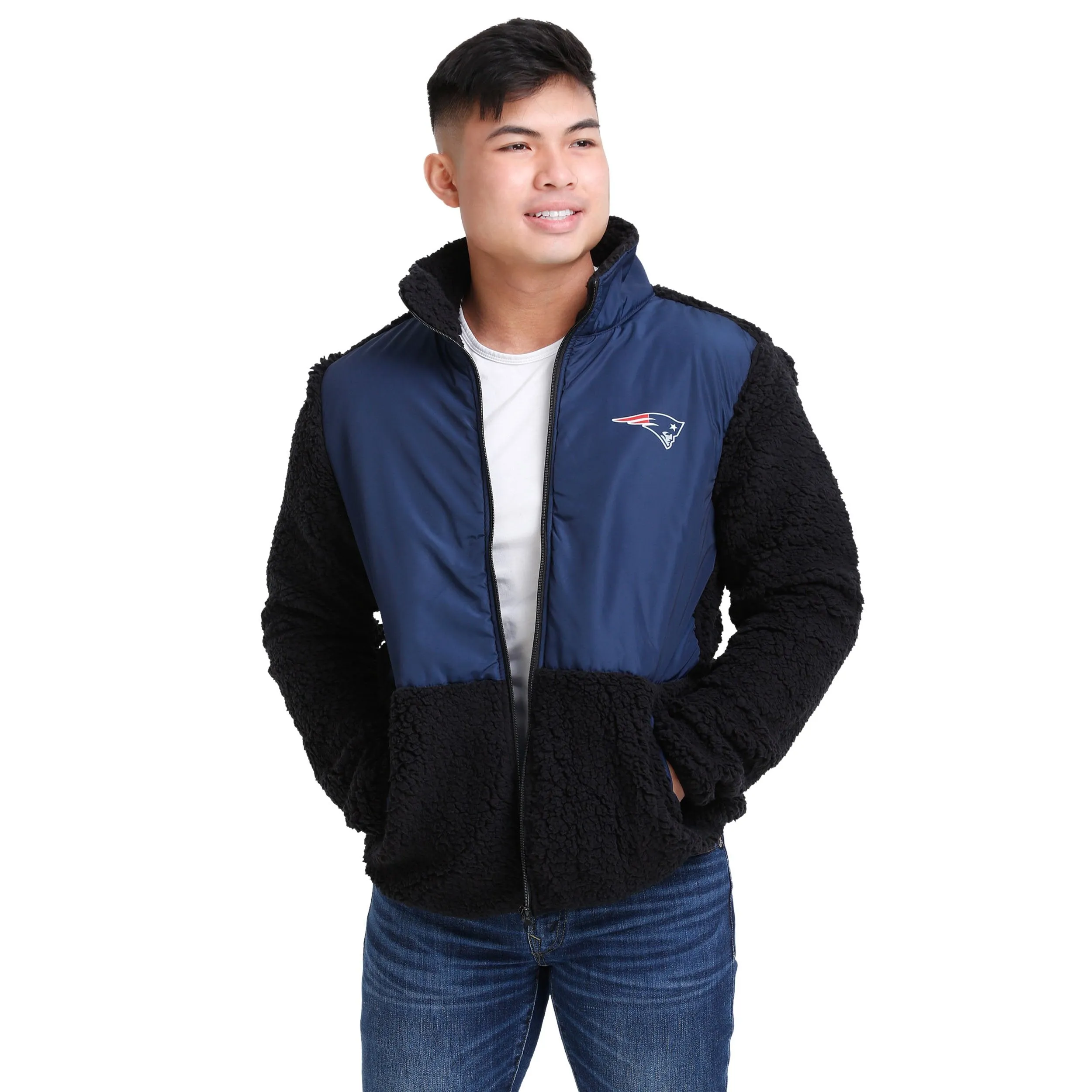 New England Patriots NFL Mens Sherpa Soft Zip Up Jacket