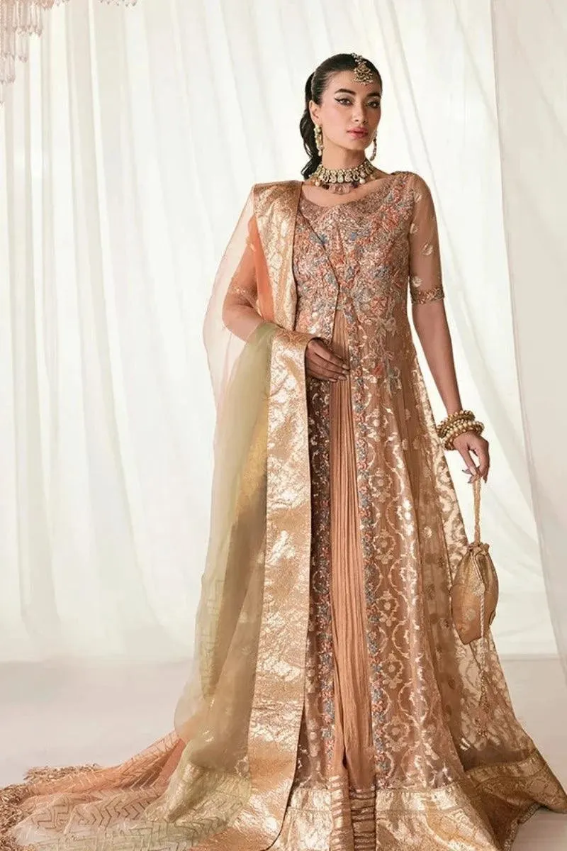 Nilofer Shahid - Tinsel Organza Heavy Embroidered Open Shirt with Pure Organza Dupatta - Musical Spell - 3 Piece