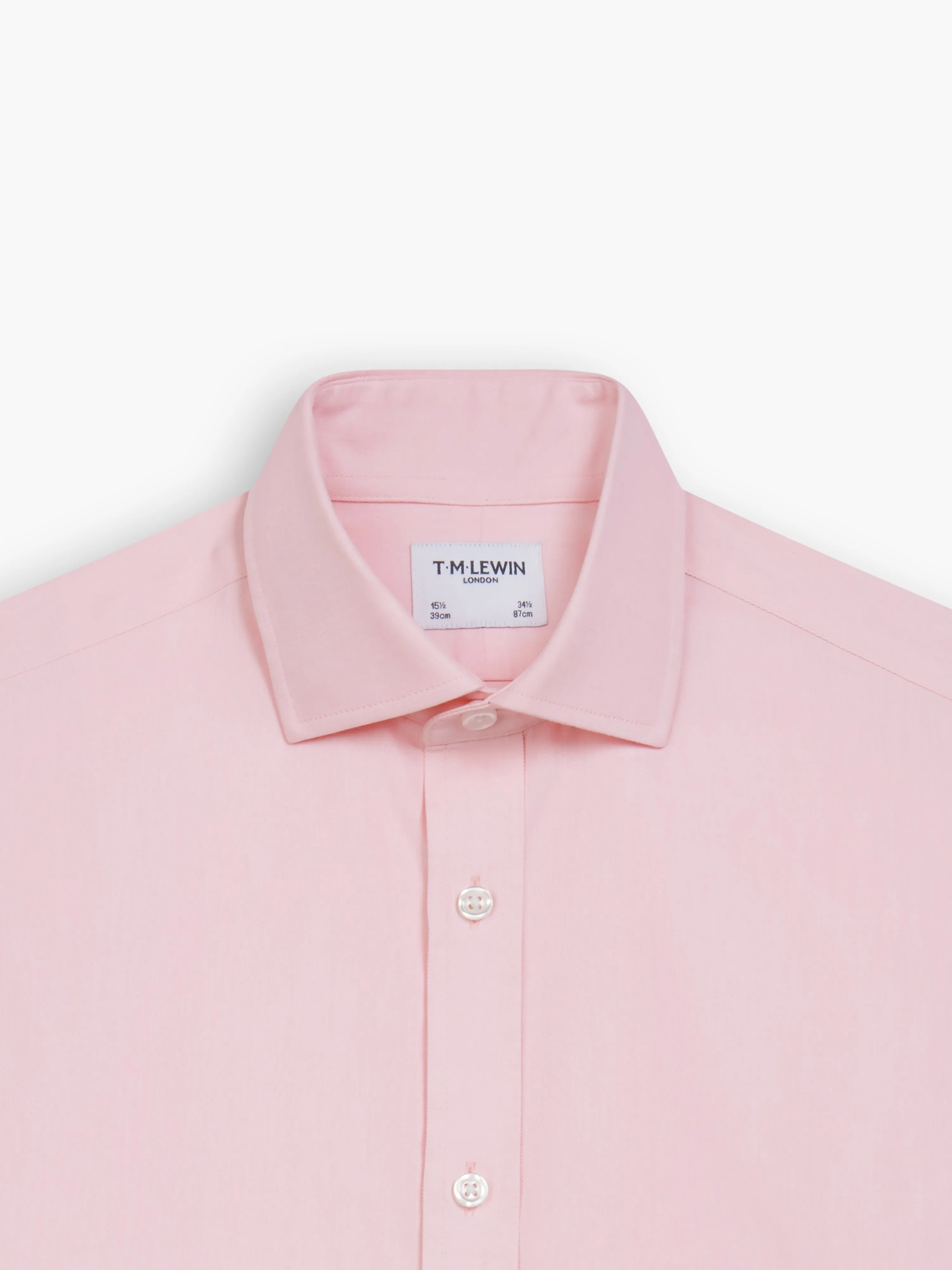 Non-Iron Pink Twill Fitted Single Cuff Classic Collar Shirt