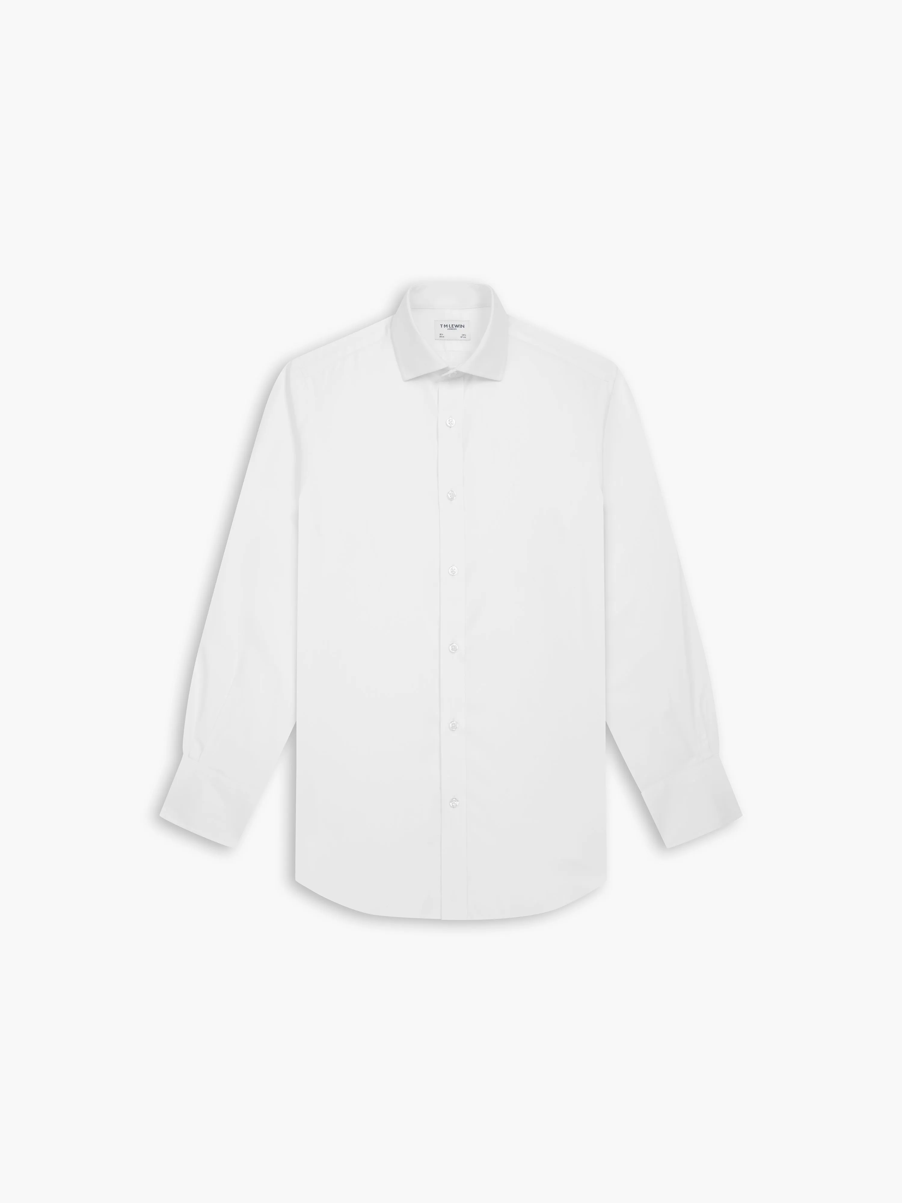 Non-Iron White Twill Fitted Single Cuff Classic Collar Shirt