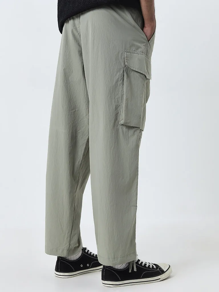 Nuon Sage Cargo-Style Loose-Fit Mid-Rise Cotton Trousers