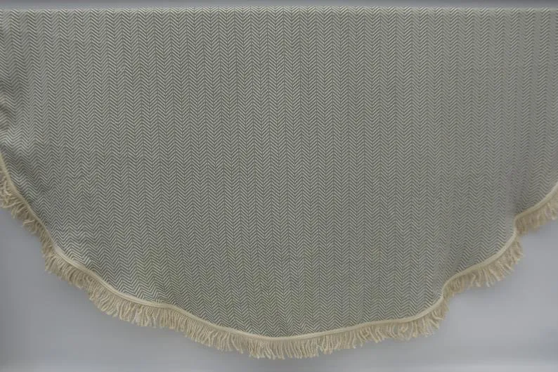 Olive Green 100% Cotton Round Beach Towel