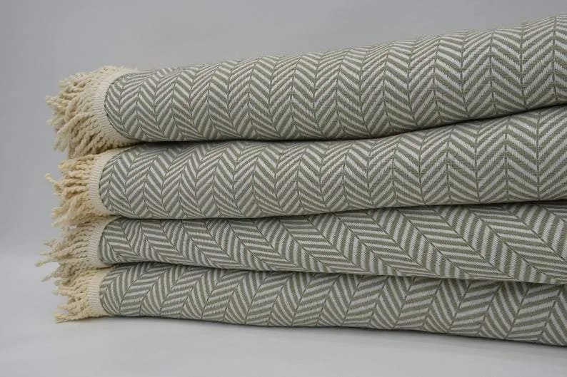 Olive Green 100% Cotton Round Beach Towel