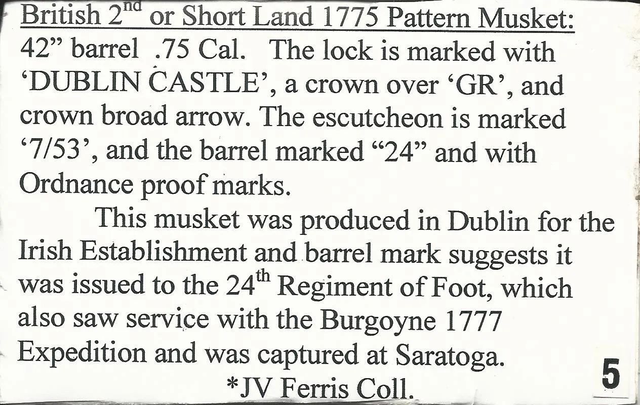 Original Revolutionary War British 24th Regiment Burgoyne Expedition Short Land Pattern Brown Bess Musket Marked Dublin Castle - Princeton Battlefield Museum