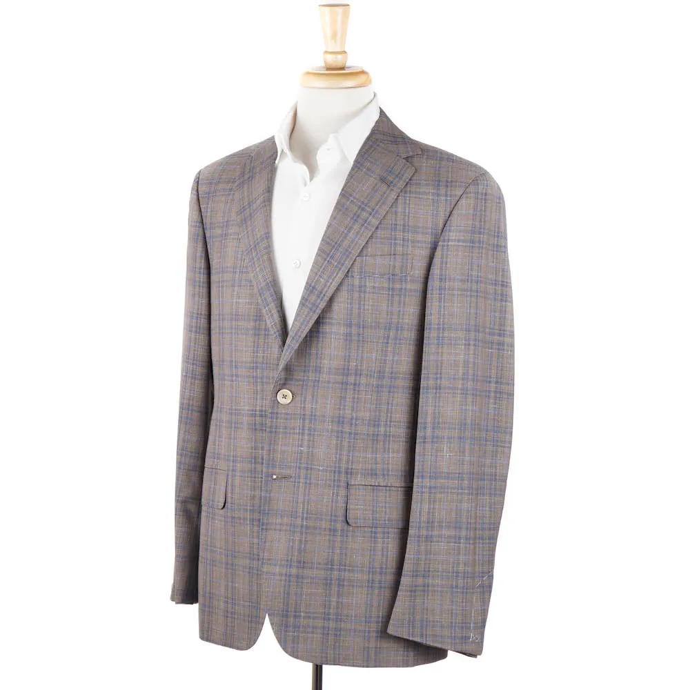 Oxxford Tan Check Wool-Silk-Linen Sport Coat