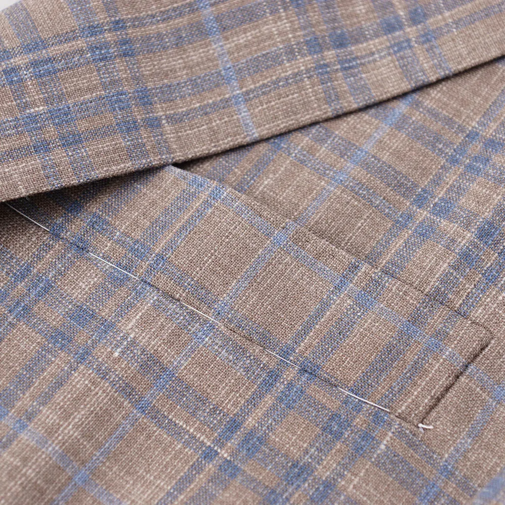 Oxxford Tan Check Wool-Silk-Linen Sport Coat