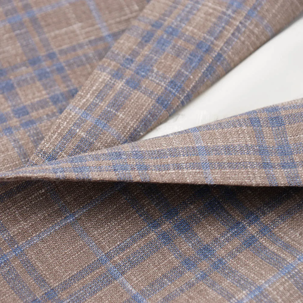 Oxxford Tan Check Wool-Silk-Linen Sport Coat