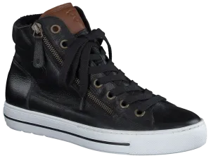 PAUL GREEN 4024 Black Leather High Top Trainer