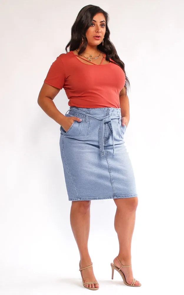 Phoebe Denim Skirt- Light Blue