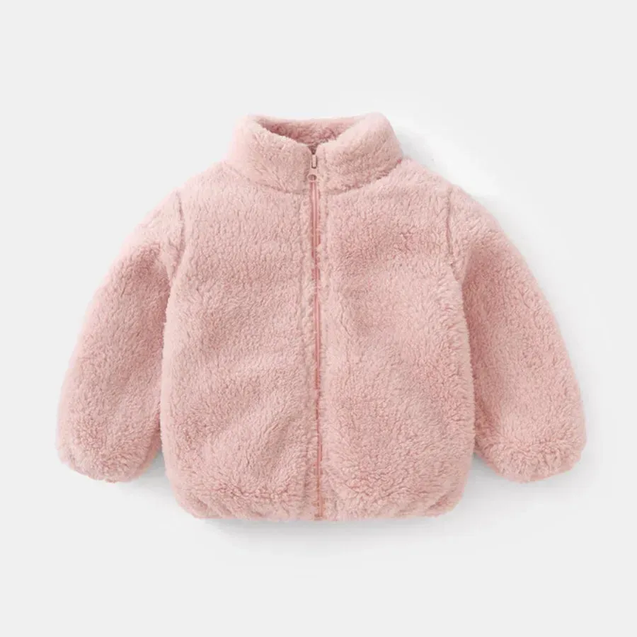 Pink Girls Jackets Autumn Coat Winter Thermal Fleece Jacket for Children 1 2 3 4 5Yrs Kids Coats Warm Korean Outerwear