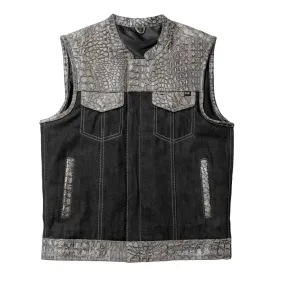 Placid - Men's Leather/Denim Motorcycle Vest - Limited Edition