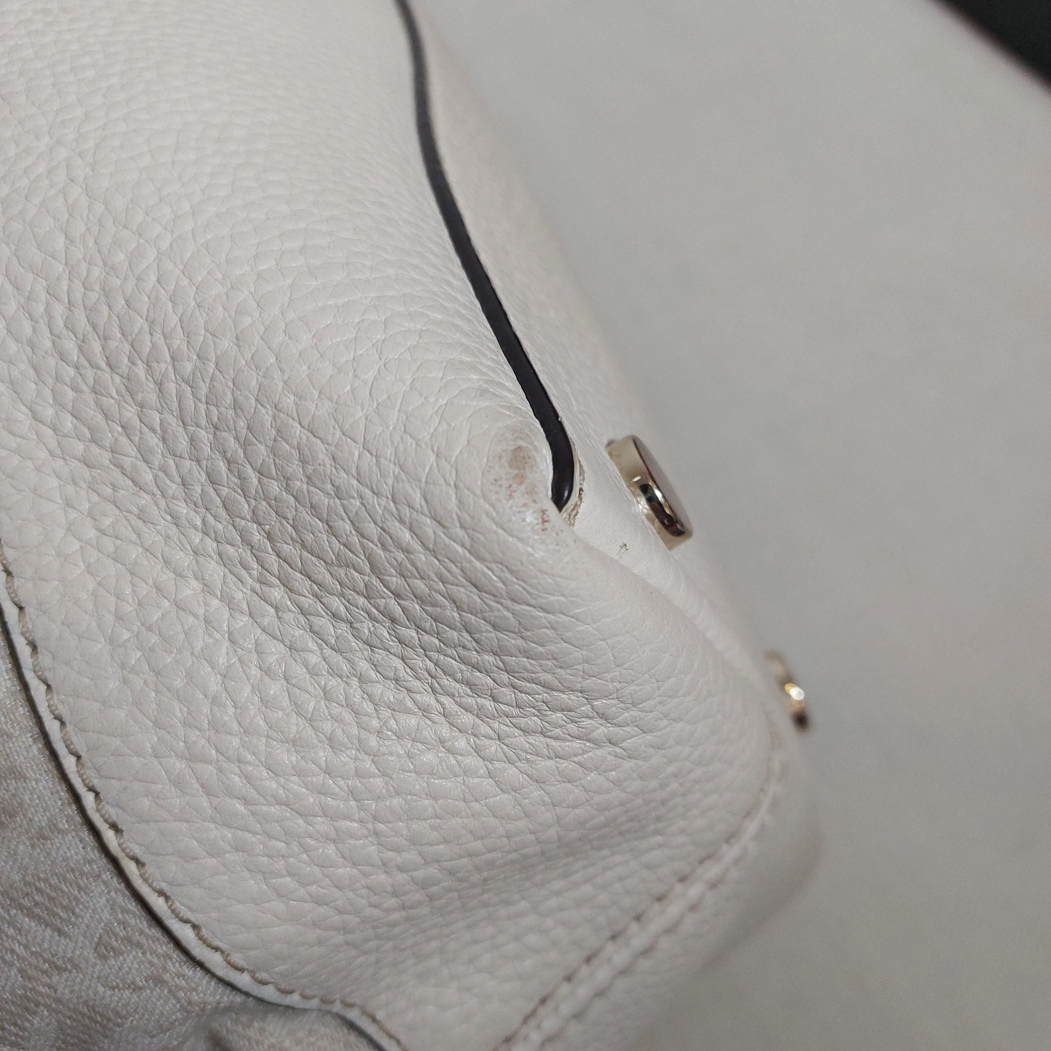 Pre-Loved Treasures - Michael Kors Cream Monogram Canvas & Leather Shoulder Bag