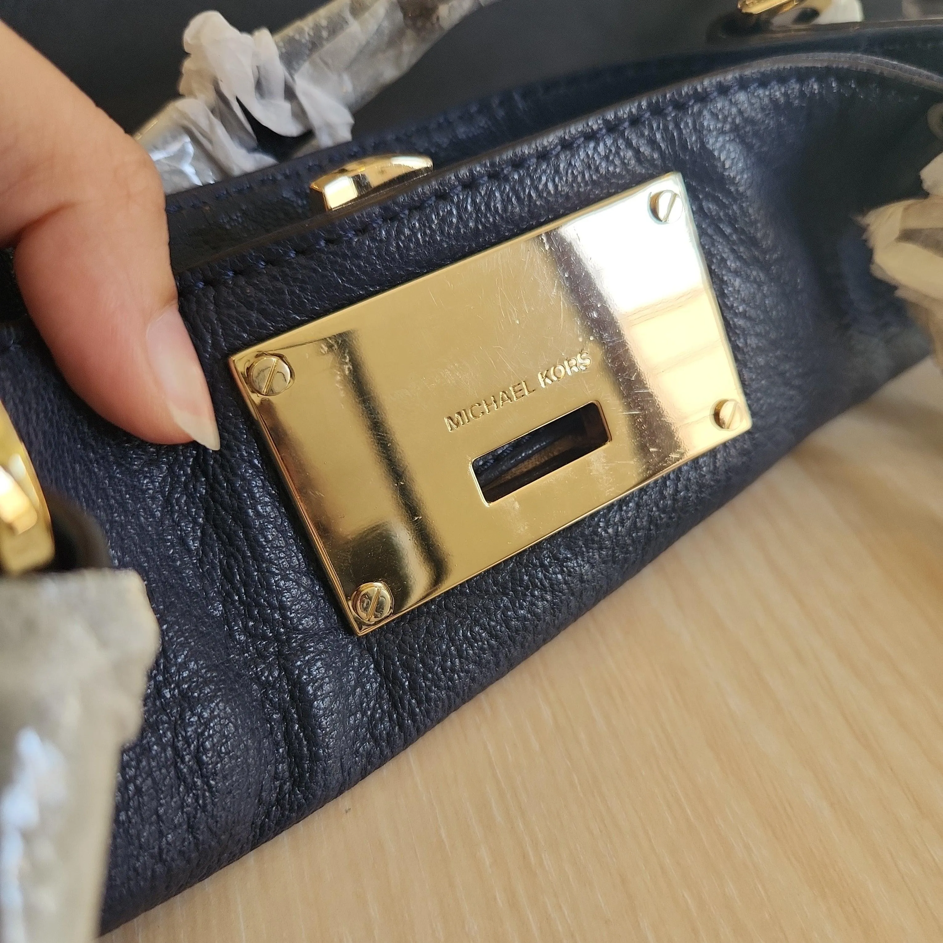 Pre-Loved Treasures - Michael Kors Navy Channing Large Shoulder Tote