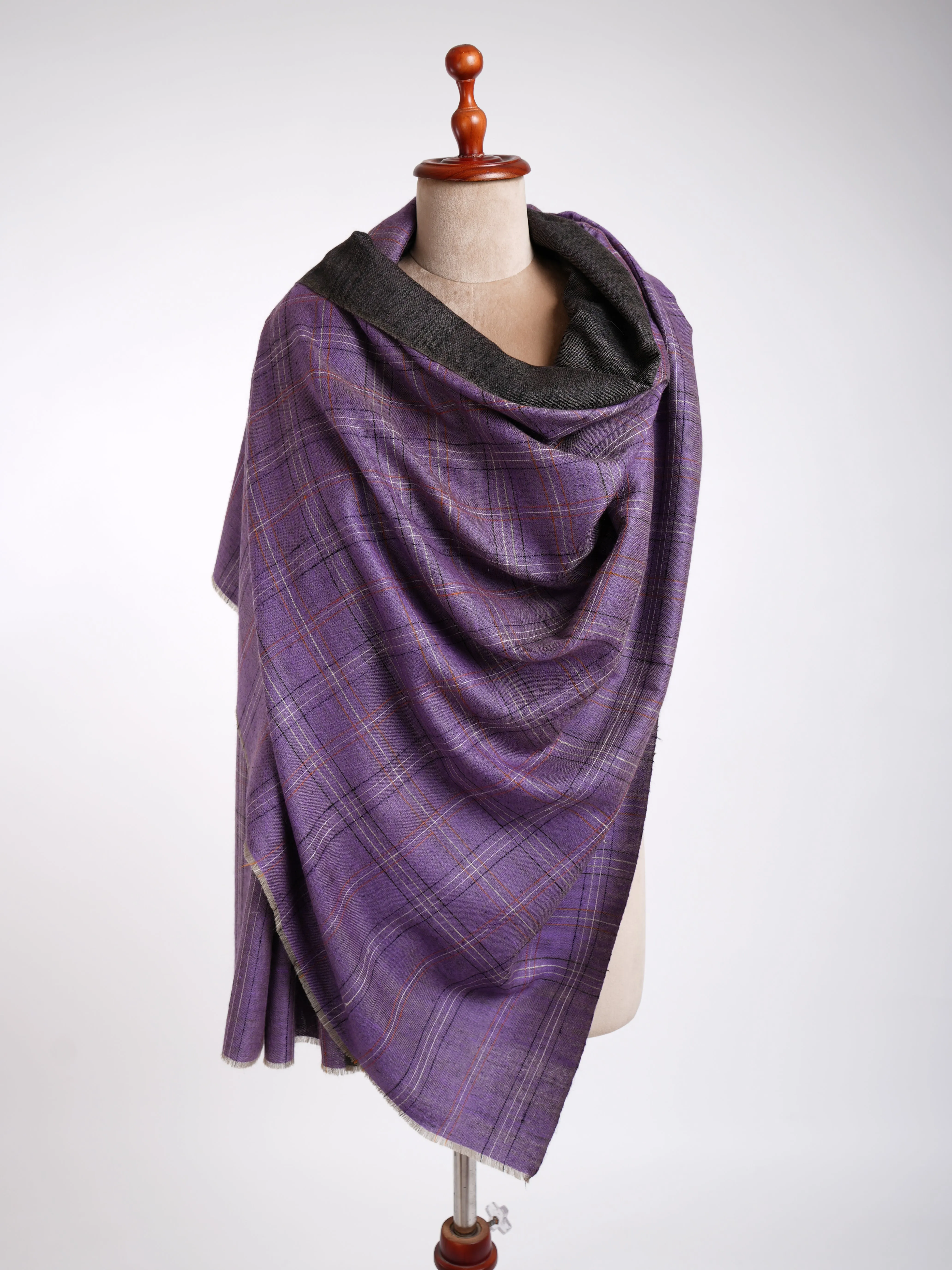 Purple and Black Dorukha Pashmina Shawl