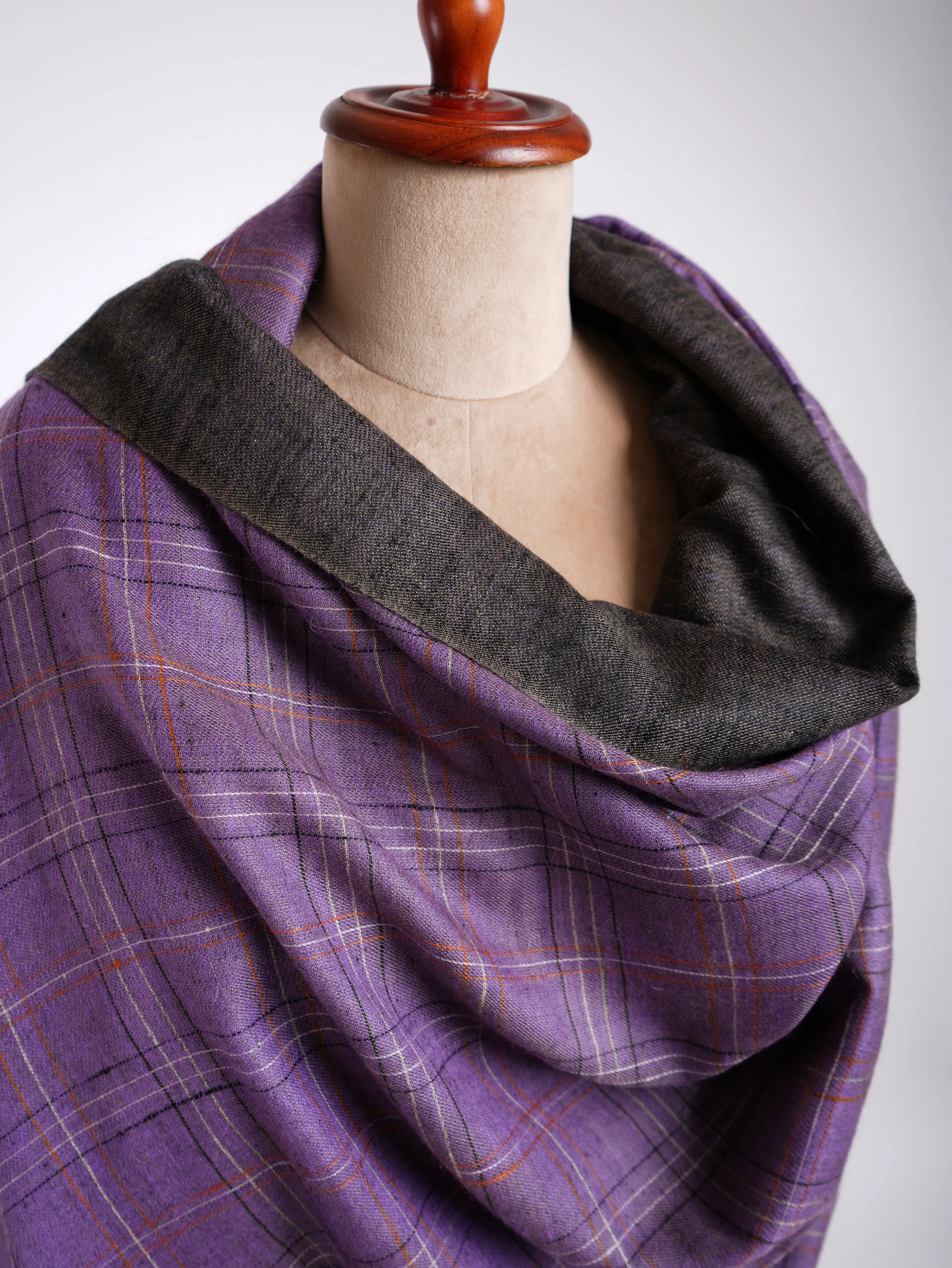 Purple and Black Dorukha Pashmina Shawl