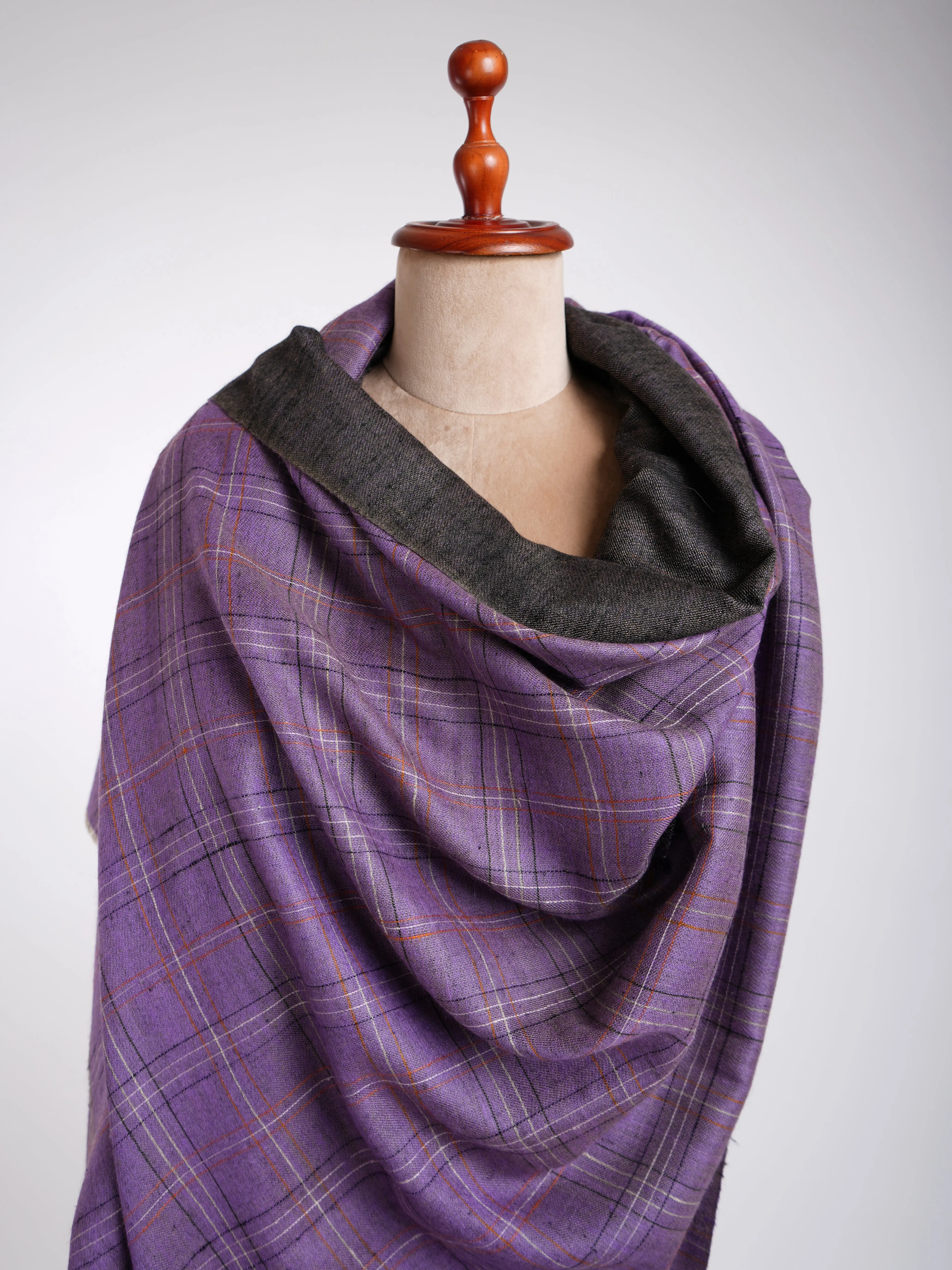 Purple and Black Dorukha Pashmina Shawl