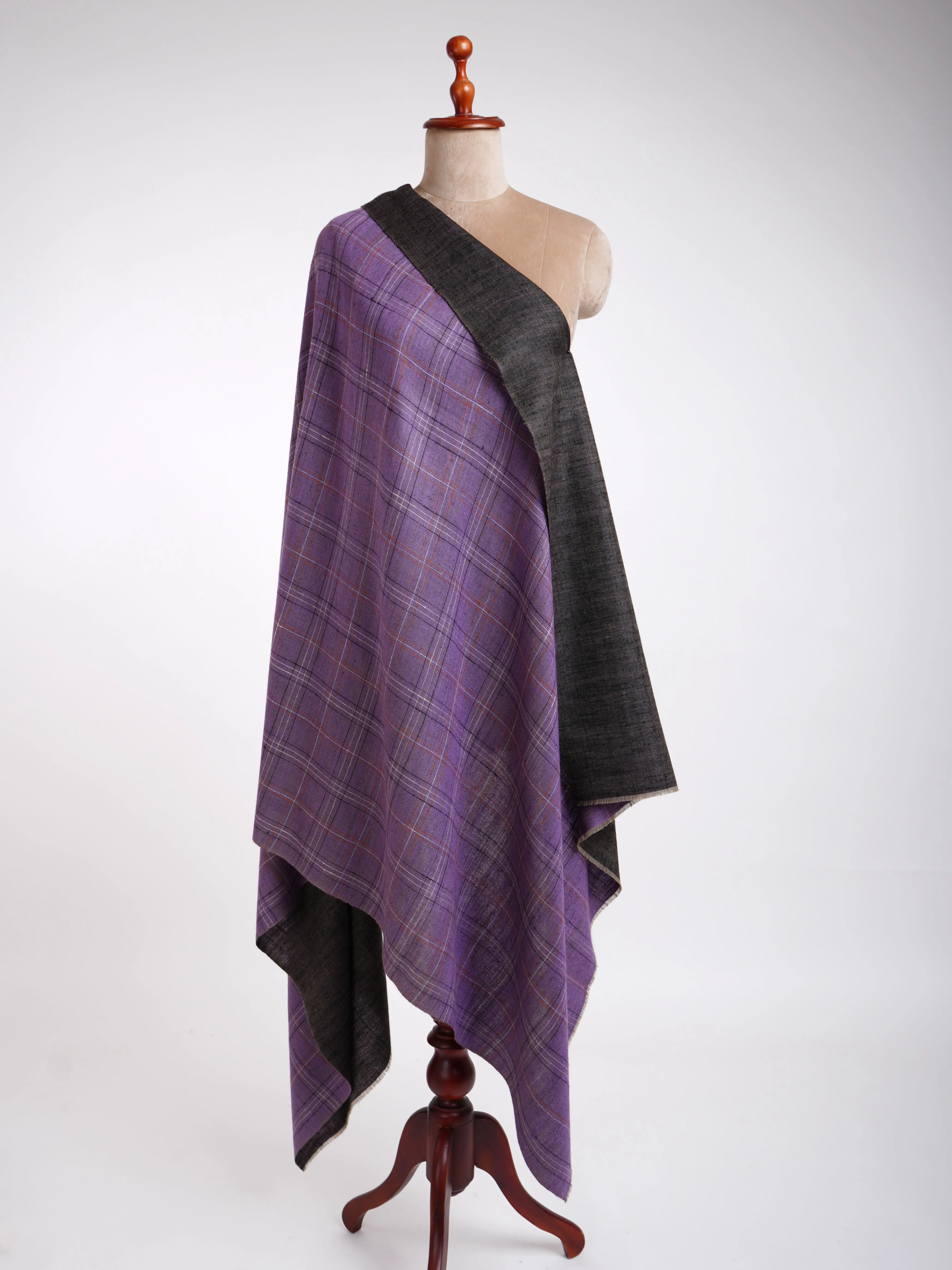 Purple and Black Dorukha Pashmina Shawl