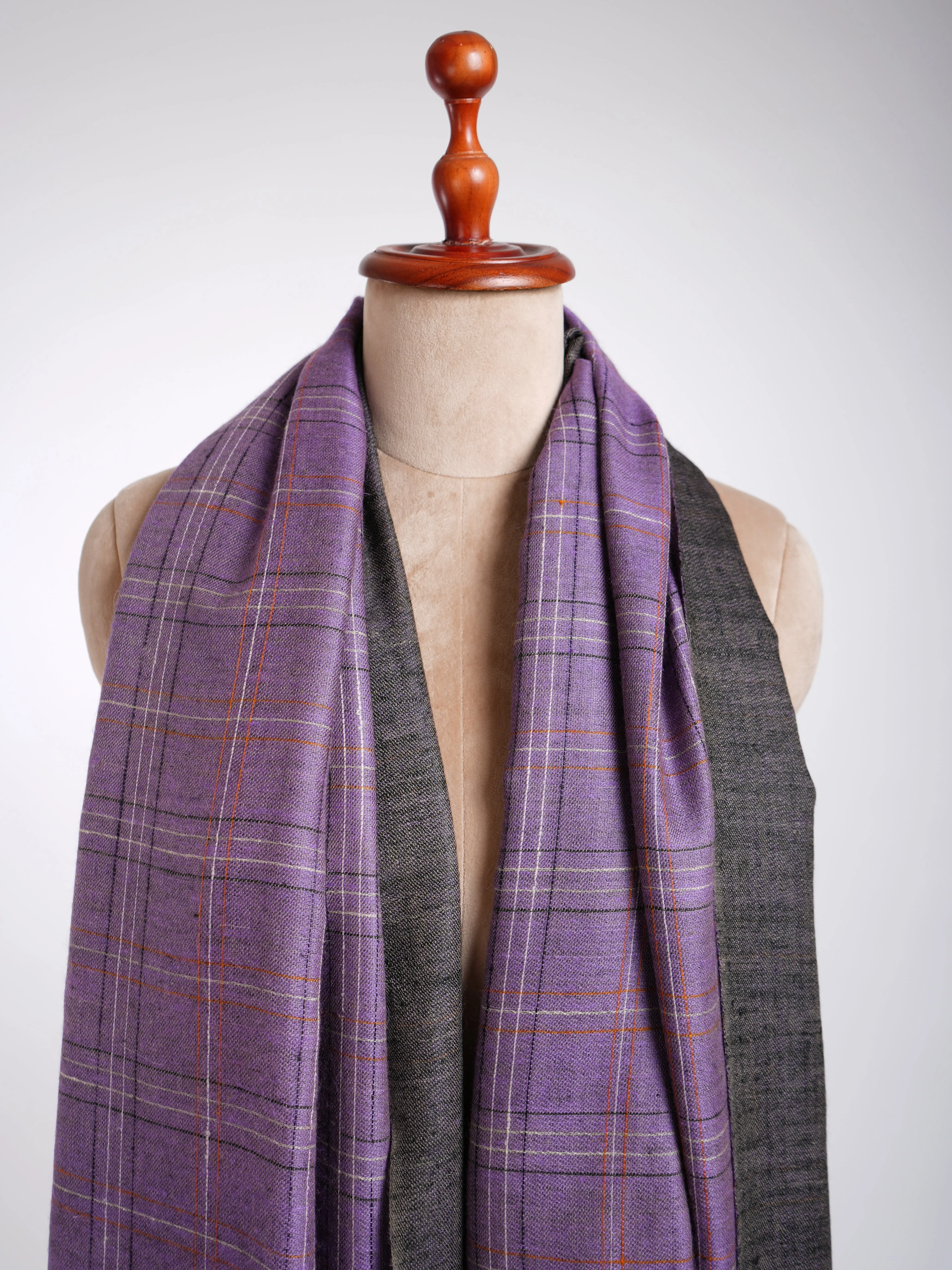 Purple and Black Dorukha Pashmina Shawl