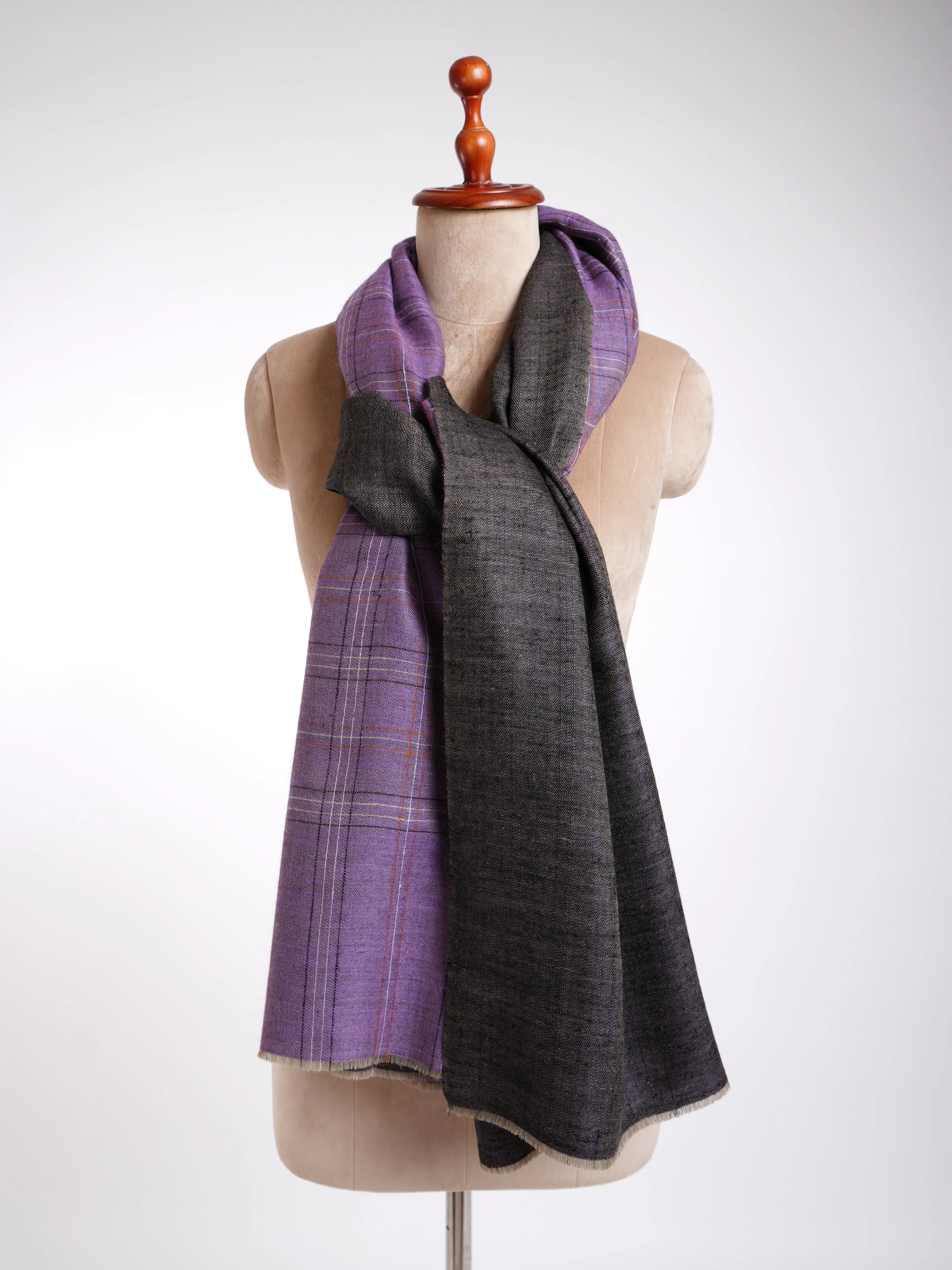 Purple and Black Dorukha Pashmina Shawl