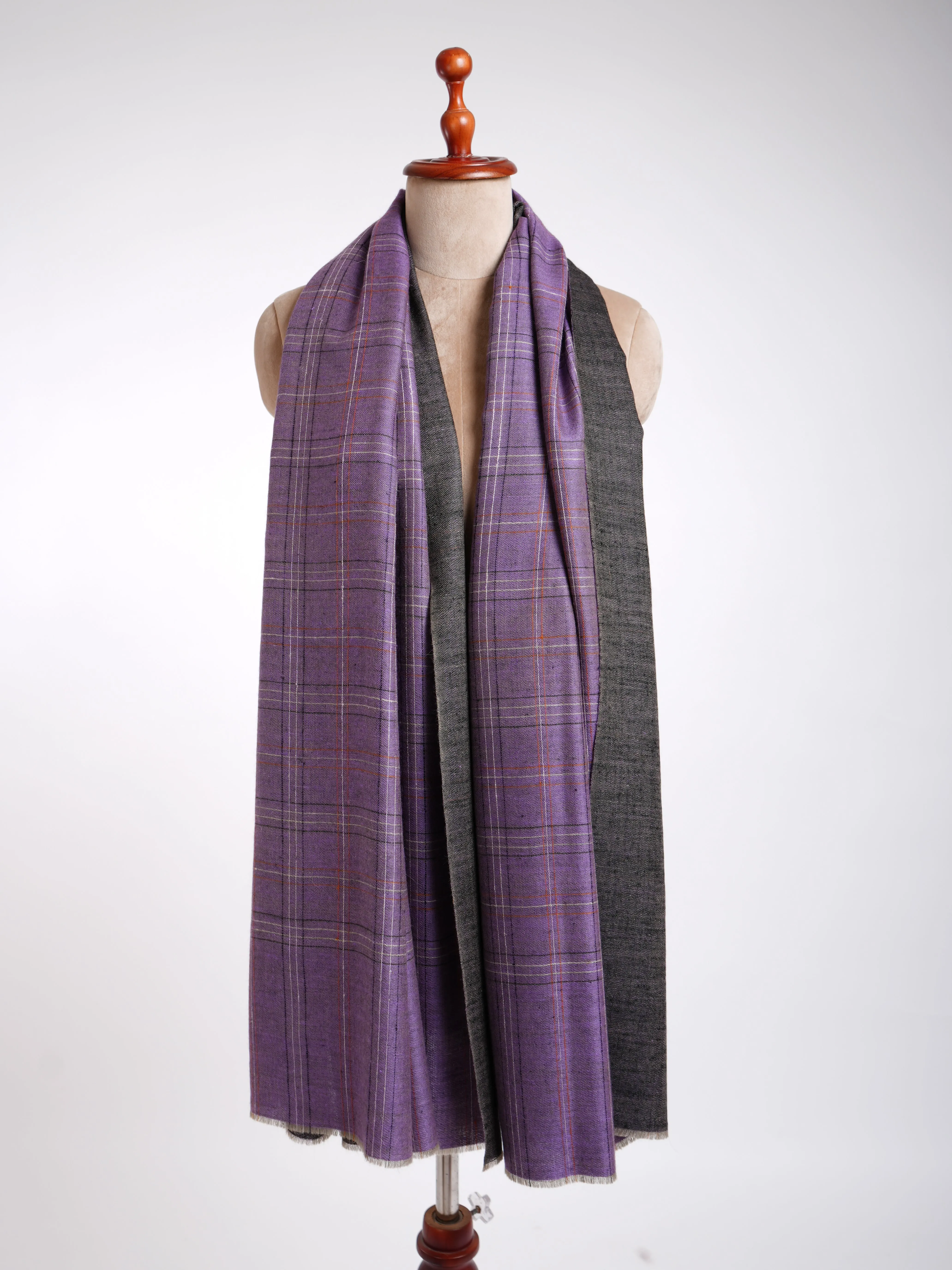 Purple and Black Dorukha Pashmina Shawl