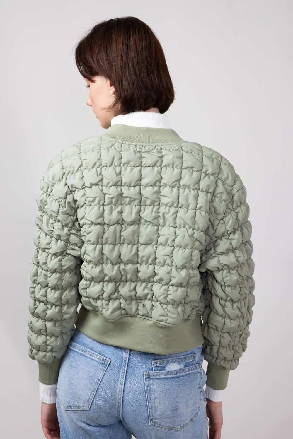 Quilted Puffer Jacket for Women in Sage | JQD004-SAGE